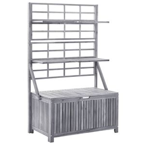 vidaXL Caixa de arruma&ccedil;&atilde;o com treli&ccedil;a 99x55x160 cm ac&aacute;cia maci&ccedil;a cinza