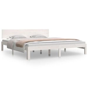 vidaXL Estrutura de cama super king pinho maci&ccedil;o 180x200 cm branco