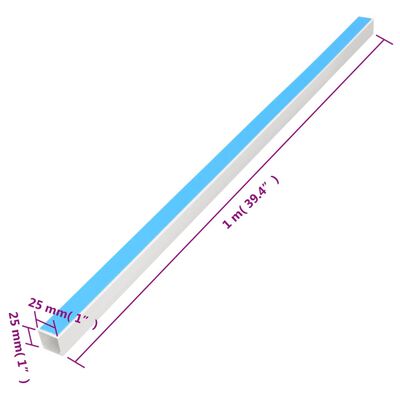 vidaXL Calhas para cabos autoadesivas 25x25 mm 30 m PVC