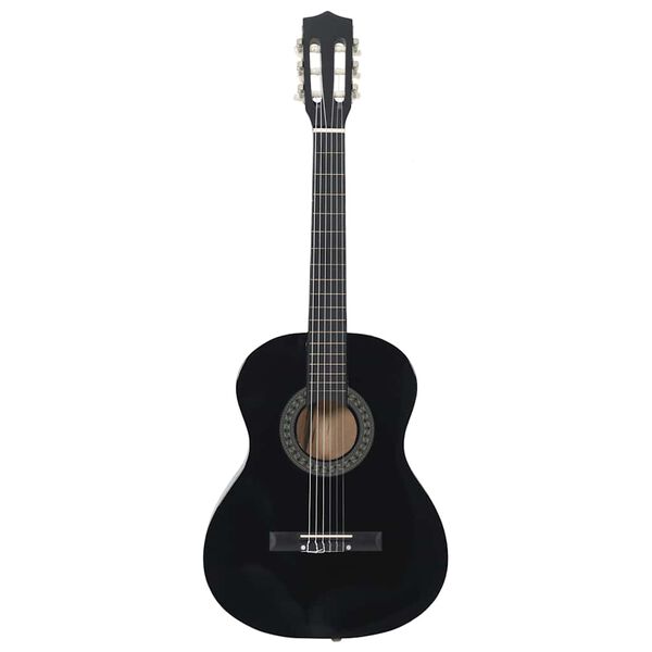 vidaXL 8 peças conjunto guitarra clássica iniciantes 3/4 36" preto