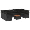 vidaXL 10 pcs conjunto sof&aacute;s de jardim c/ almofad&otilde;es vime PE preto