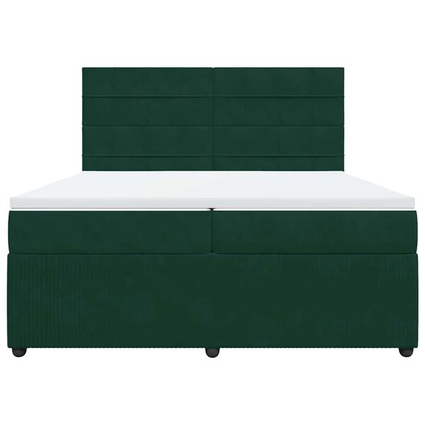 vidaXL Cama com molas/colch&atilde;o 200x200 cm veludo verde-escuro