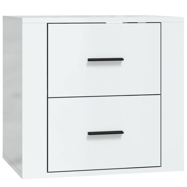 vidaXL Mesa de cabeceira de parede 50x36x47 cm branco brilhante