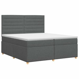 vidaXL Cama box spring com colch&atilde;o Cinzento-Escuro 200 x 200 cm Tecido