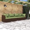 vidaXL 4 pcs conjunto lounge jardim c/ almofadões vime PE castanho