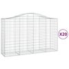 vidaXL Cestos gabi&atilde;o arqueados 20pcs 200x50x120/140 ferro galvanizado