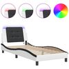 vidaXL Estrutura de cama com LED sem colch&atilde;o Zadar 100x200cm branco/preto