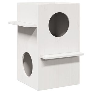vidaXL Casa do gato 43x43x60 cm madeira de pinho maci&ccedil;a branco