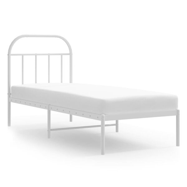 vidaXL Estrutura de cama sem colch&atilde;o com cabeceira 75x190 cm branco