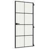 vidaXL Porta interior 93x201,5 cm vidro temperado e alum&iacute;nio preto
