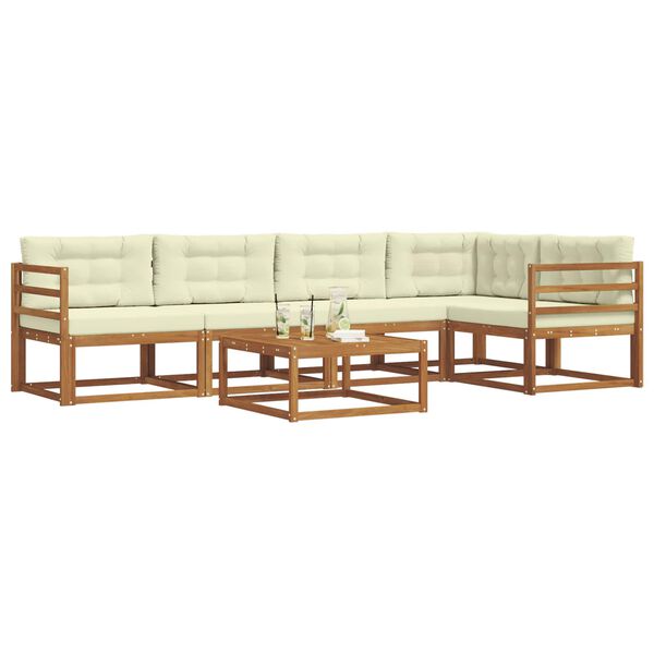 vidaXL Conjunto de Sof&aacute;s para Exterior 6 pcs Natural e Creme