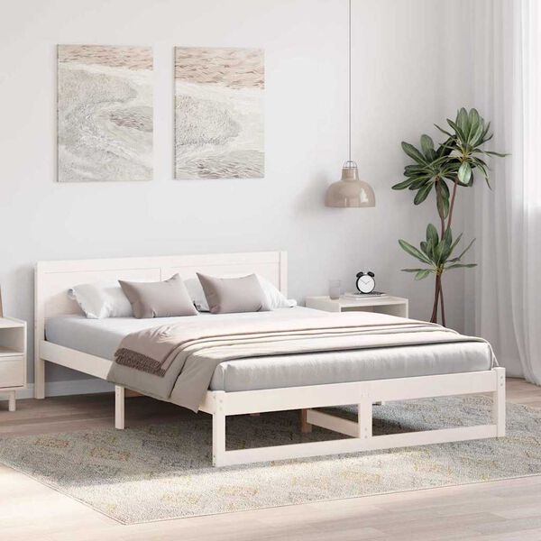 vidaXL Estrutura da Cama com cabeceira Branco 150 x 200 cm