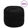 vidaXL Corda de trabalho 6 mm 50 m poli&eacute;ster preto