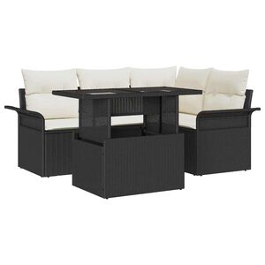 vidaXL Conjunto de Sof&aacute; de Jardim 5 unid. Preto