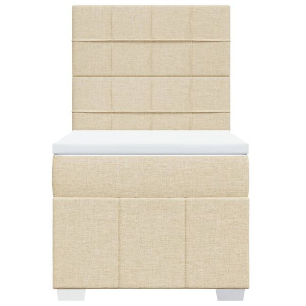 vidaXL Cama com molas/colch&atilde;o 90x200 cm tecido cor cr&egrave;me