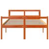 vidaXL Estrutura cama c/ cabeceira 135x190cm pinho maci&ccedil;o castanho-mel