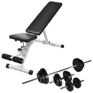 vidaXL Banco muscula&ccedil;&atilde;o c/ conjunto de barras e halteres 30,5 kg
