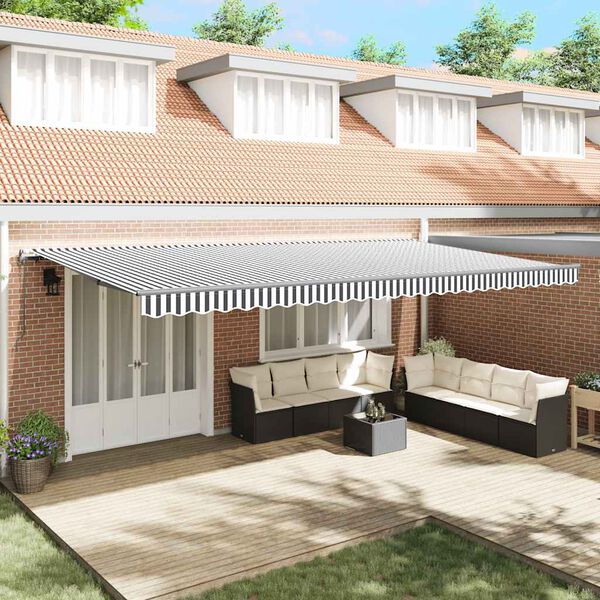 vidaXL Toldo retr&aacute;til autom&aacute;tico 600x300 cm antracite e branco