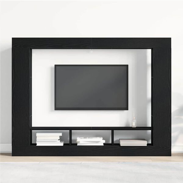 vidaXL Gabinete para TV Carvalho preto 152 x 22 x 113 cm