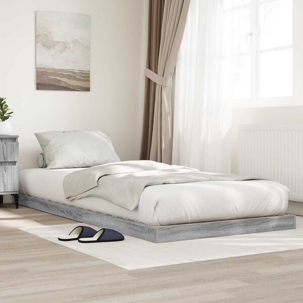 vidaXL Estrutura de cama de ch&atilde;o Cinza Sonoma 76,5 x 200 cm