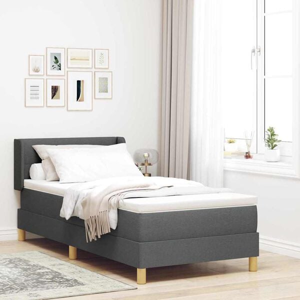 vidaXL Cama com Estrado com colch&atilde;o Cinzento escuro 80 x 200 cm tecido