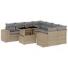 vidaXL 9 pcs conjunto de sof&aacute;s p/ jardim com almofad&otilde;es vime PE bege