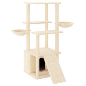 vidaXL &Aacute;rvore para gatos c/ postes arranhadores sisal 133 cm cor creme