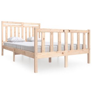 vidaXL Estrutura de cama casal 135x190 cm madeira maci&ccedil;a