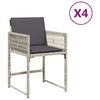 vidaXL Cadeiras de jardim com almofad&otilde;es 4 pcs vime PE cinzento-claro