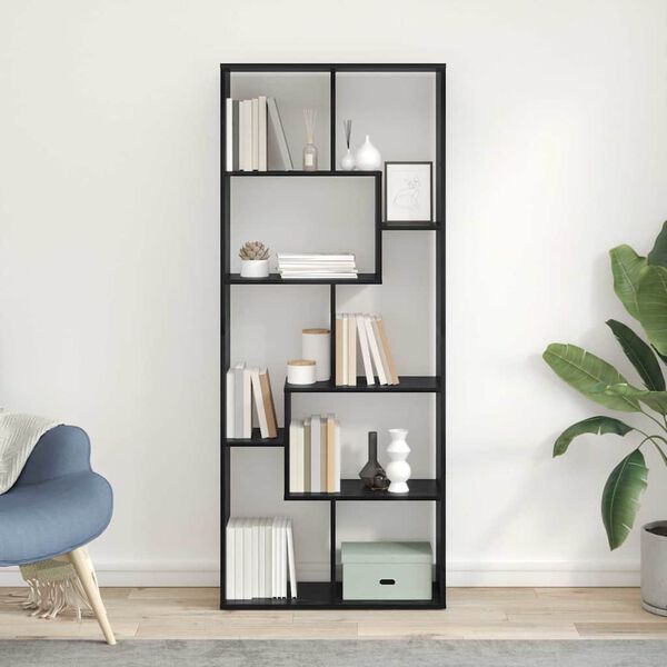 vidaXL Gabinete de Livros Carvalho Preto 67 x 25 x 162 cm