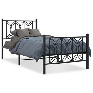 vidaXL Estrutura de cama com cabeceira e pés 80x200 cm metal preto
