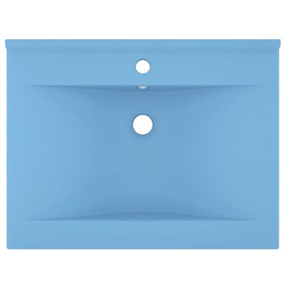 vidaXL Lavatório c/ orifício torneira 60x46cm cerâmica azul-claro mate