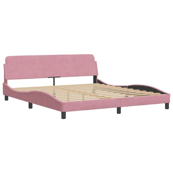 vidaXL Cama com colch&atilde;o Dover 180x200 cm veludo rosa