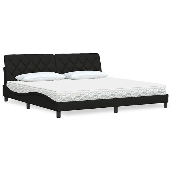 vidaXL Cama com colch&atilde;o 200x200 cm tecido preto