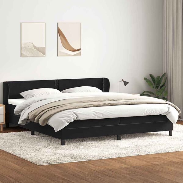 vidaXL Cama com molas/colch&otilde;es 180x210 cm veludo preto