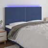 vidaXL Cabeceira de cama c/ luzes LED tecido 200x5x118/128 cm azul