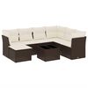 vidaXL 8 pcs conjunto sof&aacute;s de jardim c/ almofad&otilde;es vime PE castanho