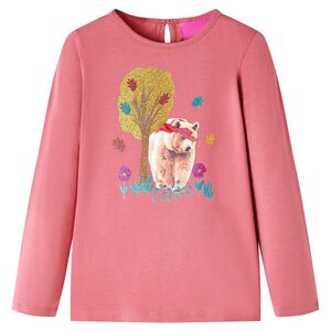 T-shirt de manga comprida para crian&ccedil;a rosa-velho 128