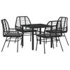 vidaXL Conjunto de Jantar para Jardim 5 unid. Preto vime PE