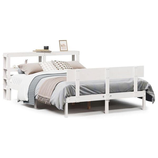 vidaXL Cama sem colch&atilde;o 160x200 cm madeira de pinho maci&ccedil;a branco