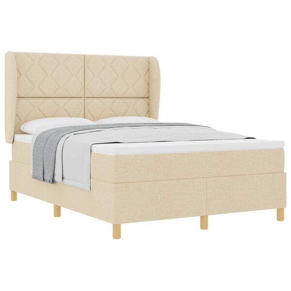 vidaXL Cama Box Springs com Colch&atilde;o Cinza Escuro 90x190 cm Creme