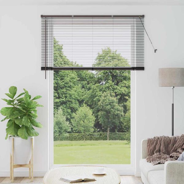 vidaXL Persianas venecianas com cortinas Preto 220x150cm Alum&iacute;nio