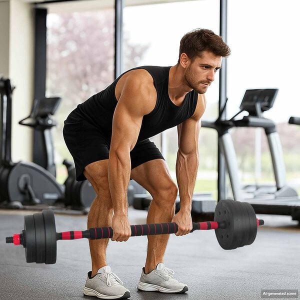 vidaXL Conjunto de Halteres 4 em 1 Preto e Vermelho