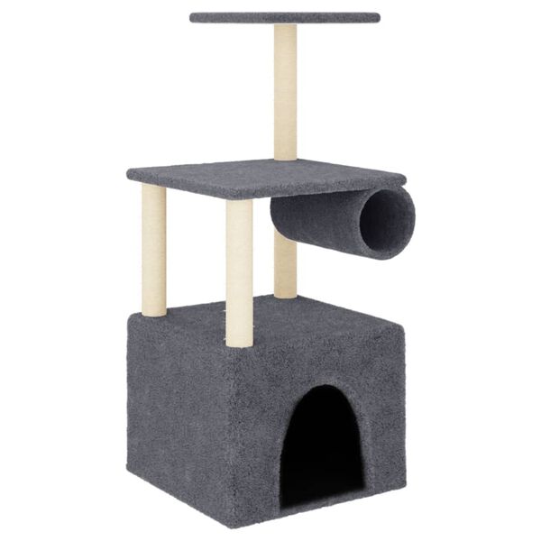 vidaXL &Aacute;rvore gatos c/ postes arranhadores sisal 109,5cm cinza-escuro