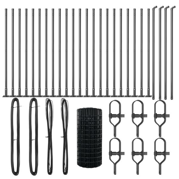 vidaXL Cerca com Poste Cinzeto 0,4 x 50 m A&ccedil;o e PVC