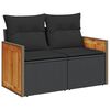 vidaXL Sof&aacute; de jardim com almofadas, 2 lugares, vime sint&eacute;tico preto