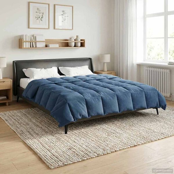 vidaXL Duvet de Ano Inteiro Azul Escuro 200 x 220 cm Microfibra
