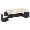 vidaXL 6 pcs conjunto sof&aacute;s de jardim c/ almofad&otilde;es vime PE preto