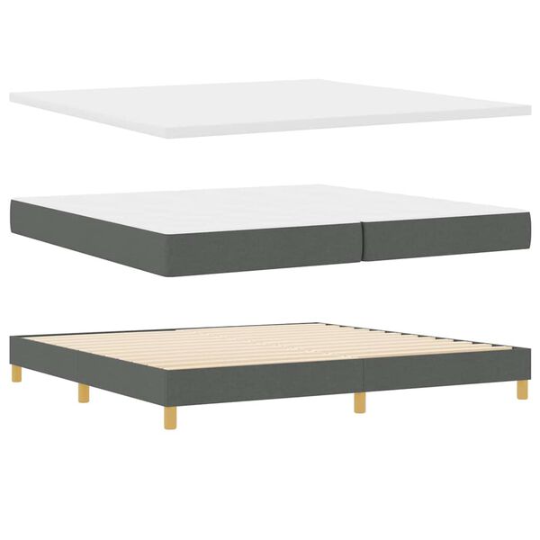 vidaXL Cama Box com colch&atilde;o Cinzento escuro 200 x 200 cm tecido