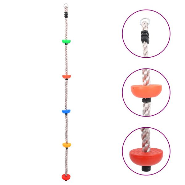 vidaXL Corda de escalada com plataformas 200 cm